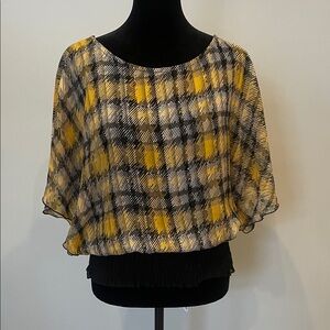 Plaid Women's Top in Yellow and Black retro vibes